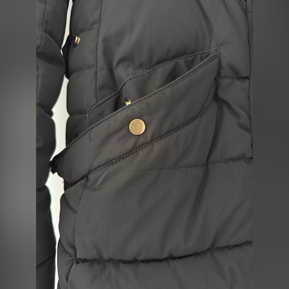 Zara Black Puffer Jacket with Fur Hood - Picture 9 of 9